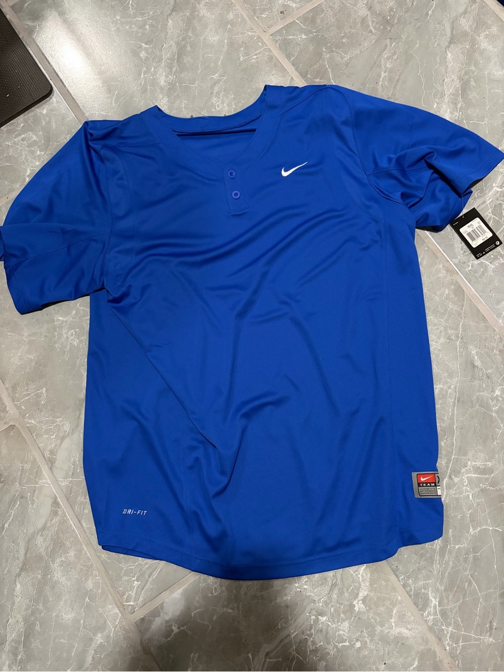 Nike Men's Bright Blue Performance Button Henley Shirt